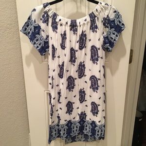 Blue and white dress